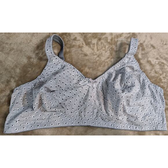 New Plus Size Bra 46E 46 E 105F 105 F Black White Grey NO WIRE Wireless Dotted - Picture 1 of 5